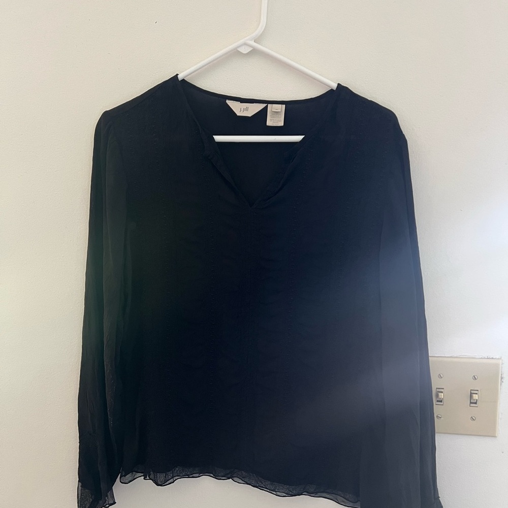 J. Jill Black Relaxed Blouse with V-Neck